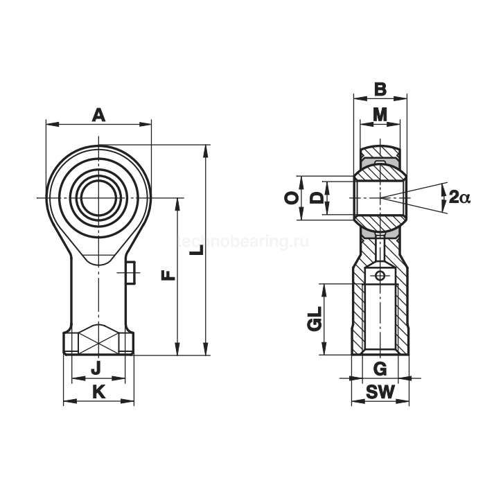 Шарнирный наконечник GIRS14 Fluro