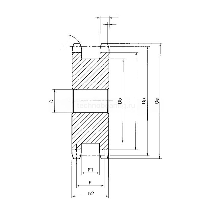 Звездочка двойная для однорядных цепей: 08B-1,Z=14,1/2"x5/16"DS09014(PHS08B-1DSA14) ISKRA PRO