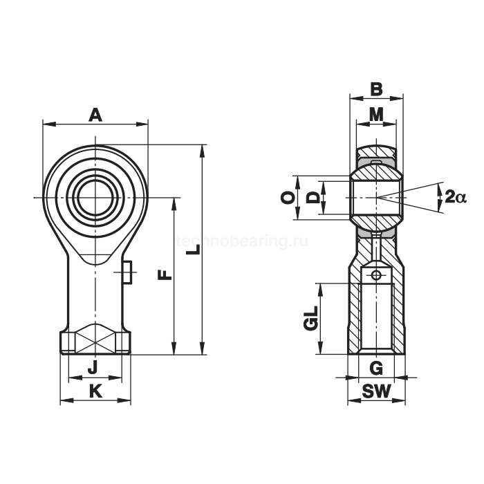 Шарнирный наконечник GIS20 Fluro