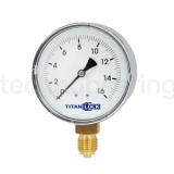 Манометр нержавеющий виброустойчивый, 16/0,2 Бар, корп.63мм, креп.снизу 3/8, TLSPGV63D3/8 TITAN LOCK