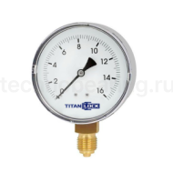 Манометр нержавеющий виброустойчивый, 16/0,2 Бар, корп.100мм, креп.снизу 1/2, TLSPGV100D1/2 TITAN LOCK