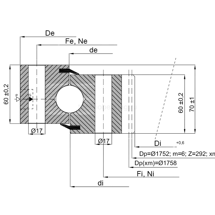 ОПУ стандартная серия с одним рядом шариков ZB1.281879200-1SPPN ISB — детальное фото 1