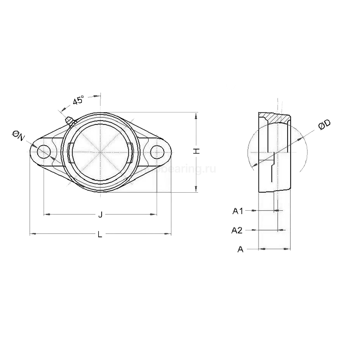 Нержавеющий корпус подшипника FL208 SS BECO