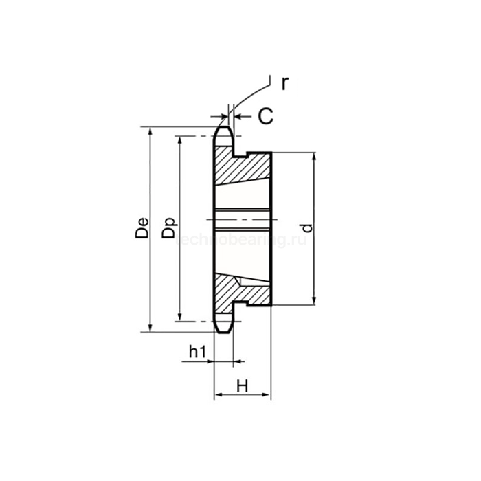 Звездочка под втулку тапербуш для цепи: 06B-1, Z=24, 3/8" x 7/32" TS05024 (PHS 06B-1 TB 24) ISKRA — детальное фото 1