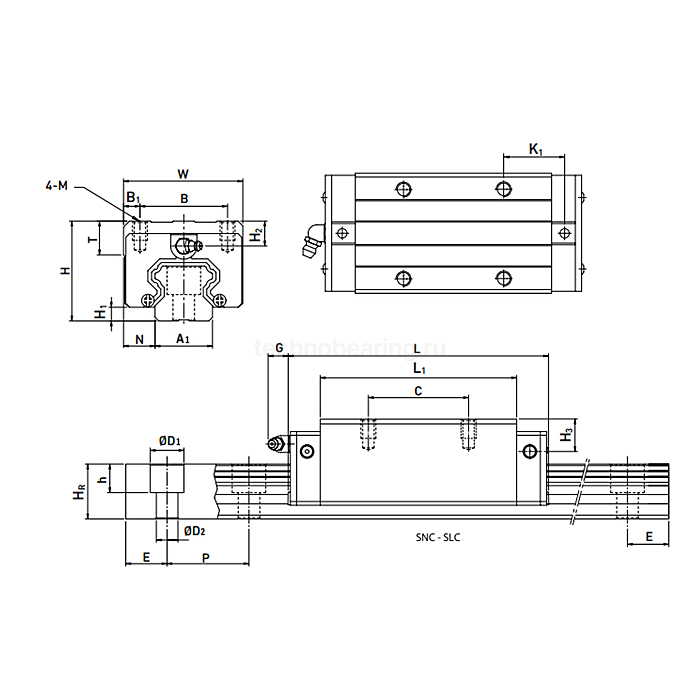 Каретка SNC20P1N (HGH20CA) ISB Linear