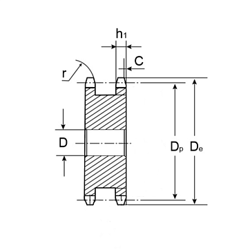 Звездочка двойная для однорядных цепей: 12B-1,Z=16,3/4"x7/16"DS11016(PHS12B-1DSA16) ISKRA