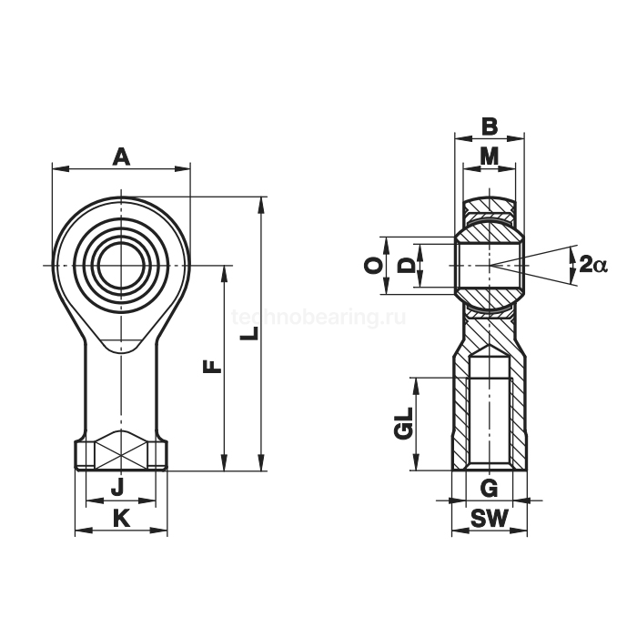 Шарнирный наконечник GIXSW12 Fluro