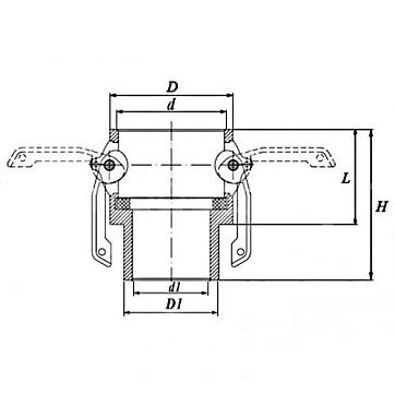 Камлок алюминиевый тип B розетка, наруж. резьба NPT 1/2", TL50BALN TITAN LOCK