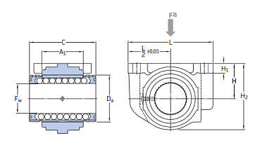 Линейный подшипник в сборе с корпусом LUCR 20 D-2LS SKF