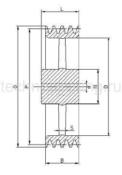 Шкив под расточку клиновой SPC 400-2 (PHP 2SPC400RSB) Sati