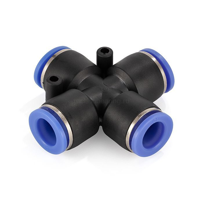 Фитинг цанговый X-образный пневматический, 10 мм, пластик, тип PZA, TLP-PZA10 TITAN LOCK