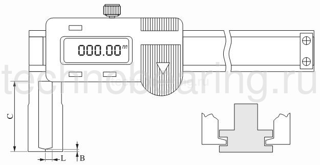 Штангенциркуль цифровой для измерения внешних канавок 0.01 мм, 0 - 150 мм Filetta