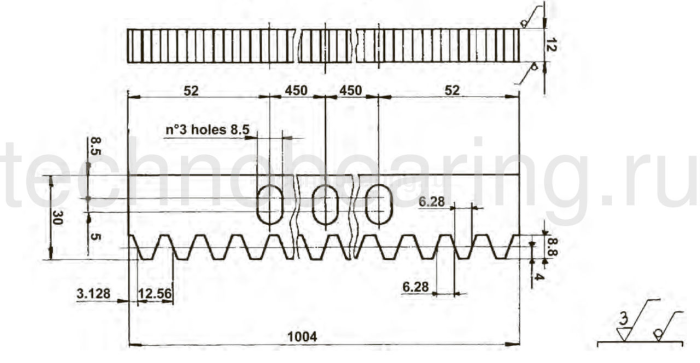 Рейка для раздвижных ворот CRE3012 Sati