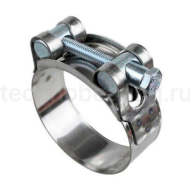 Усиленный хомут (52-55 мм), нержав.сталь (лента+болт) AISI 304, RC52-55SS 