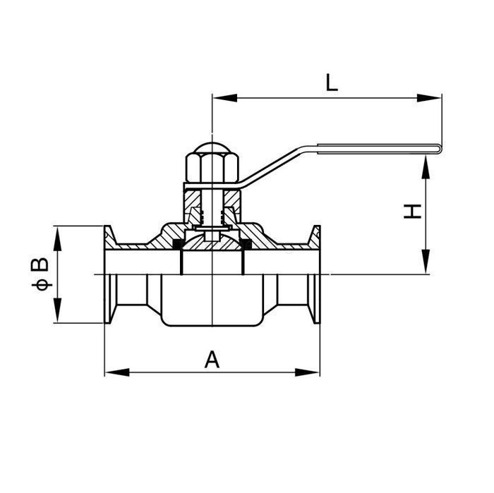 Пищевой шаровый кран полнопроходной типа "clamp-clamp", DN50 нерж. 304, TL50SBV-CL TITAN LOCK
