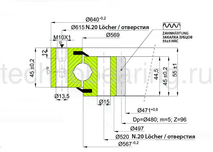 ОПУ стандартная серия с одним рядом шариков ZB1.200568200-2RPPN ISB