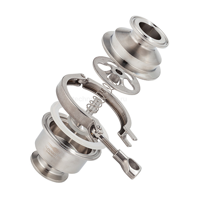 Обратный клапан нержавеющий (AISI304) DN100, типа clamp-clamp TLCV100CLS TITAN LOCK — детальное фото 6