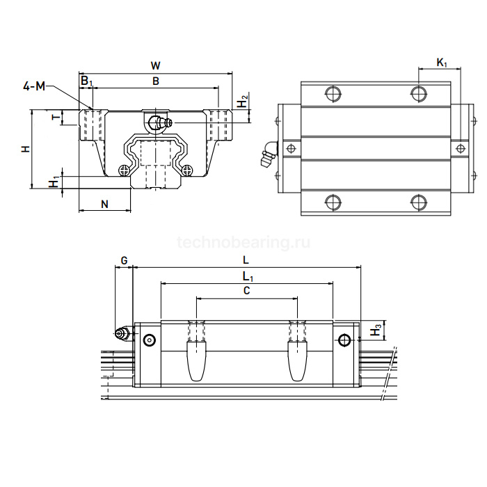Каретка SLA35P0N (HGW35HA) ISB Linear — детальное фото 1