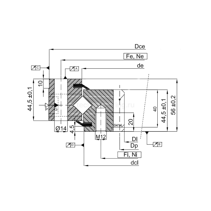 ОПУ серия с перекрестными роликами на один ряд ZR1.14.0644.201-3SPTN ISB — детальное фото 1