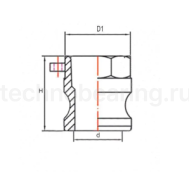 Камлок нержавеющий тип А серия "EcoLine" ниппель, внутр. резьба BSP 1 1/2", AISI304, TL150ASS-EL TIT