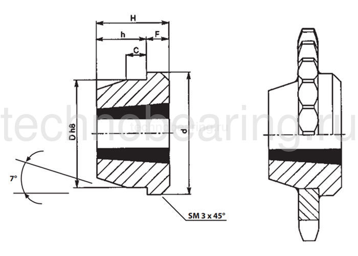 Ступица приварная с отверстием под втулку тапербуш 2517 MSB2517 Sati