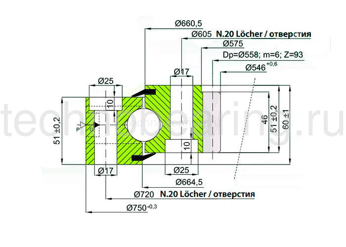 ОПУ стандартная серия с одним рядом шариков ZB1.250663200-1SPPN ISB — детальное фото 1