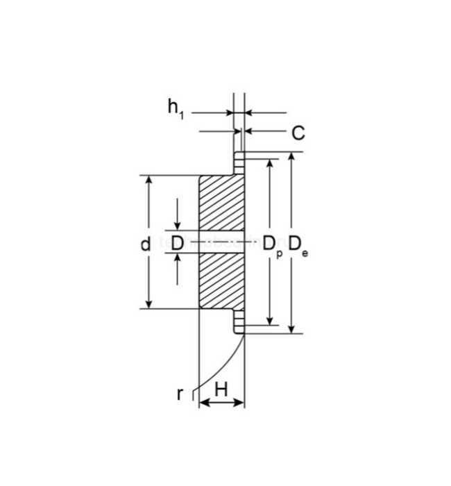 Звездочка под расточку со ступицей с калеными зубьями для цепи: 12B-1, Z=16, 3/4" x 7/16" PS11T16 (PHS12B-1BH16) ISKRA