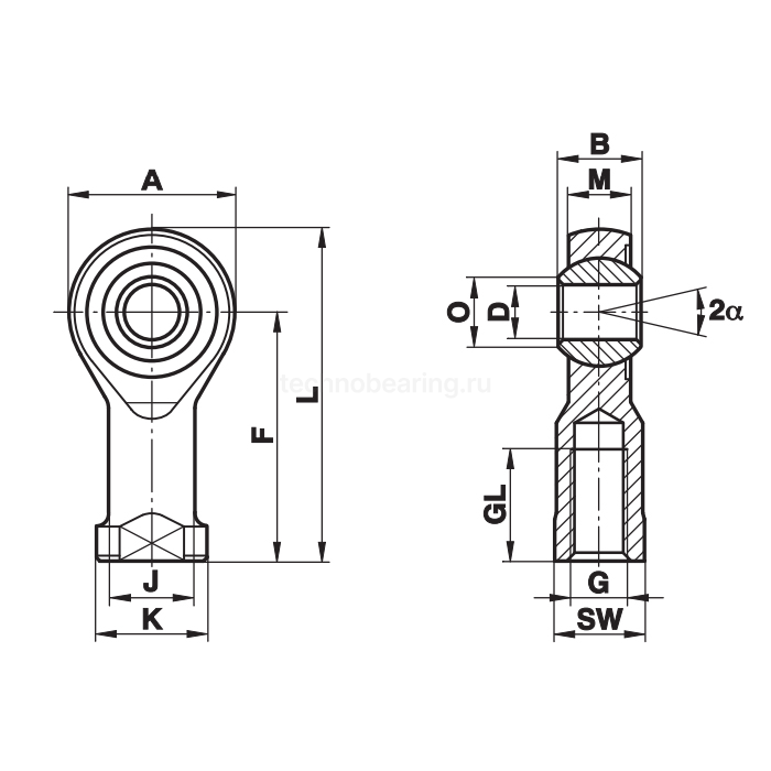 Шарнирный наконечник GIO14 Fluro
