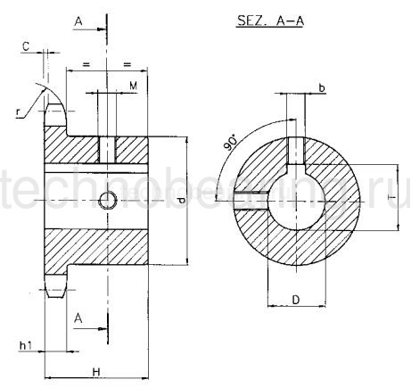Звездочка специального стандарта со ступицей для цепи: 10B-1, 5/8" x 3/8", Z=21 10SA921 Sati