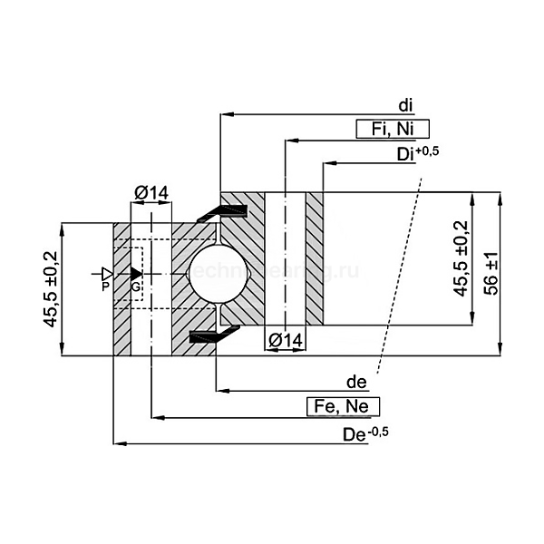 ОПУ стандартная серия с одним рядом шариков NB1.20.0414.200-1PPN ISKRA