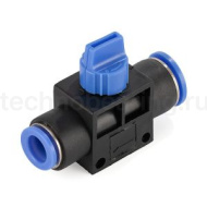 Фитинг прямой с краном, цанговый 12-10 мм, пластик, тип HVFF, TLP-HVFF12-10 TITAN LOCK