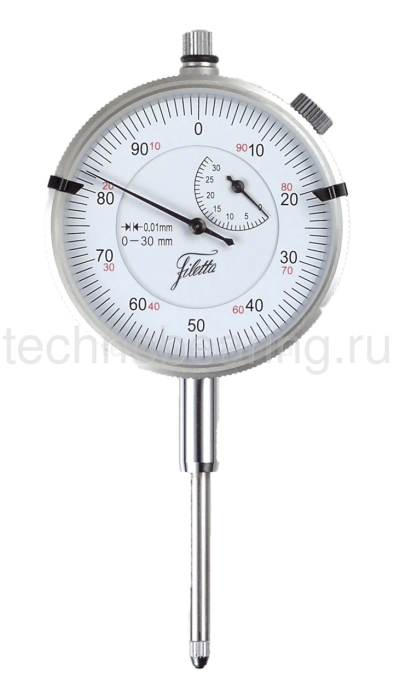 Часовой индикатор 0 - 30 мм, 0.01 мм Filetta