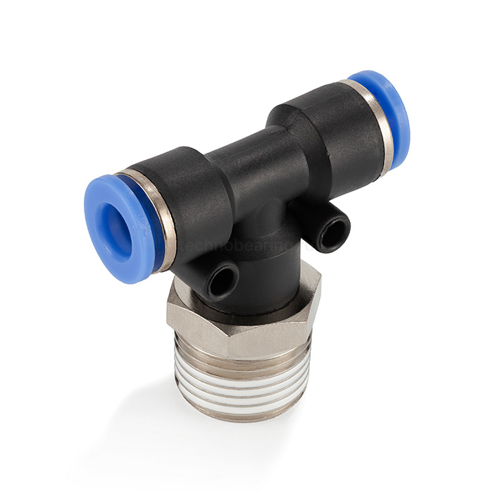 Фитинг цанговый Т-образный, 6 мм, наруж. резьба 1/2", пластик, тип PB, TLP-PB6-04 TITAN LOCK