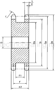 Звездочка двойная для однорядных цепей: 06B-1, Z=13, 3/8" x 7/32" DS05013 (PHS 06B-1DSA13) Sati