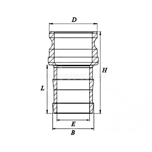 Камлок алюминиевый тип E, 2", ниппель с хвостовиком под рукав 1", TL2010EAL TITAN LOCK