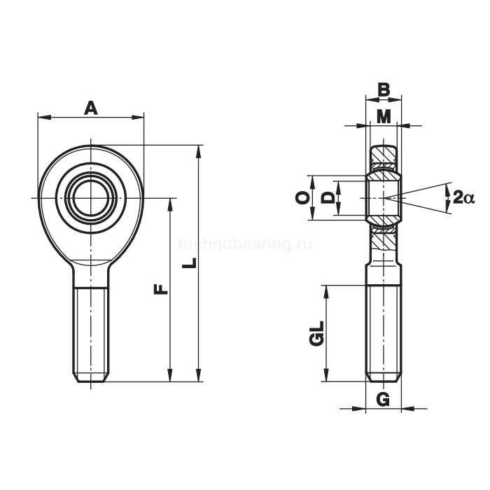 Шарнирный наконечник EA10D-NIRO Fluro