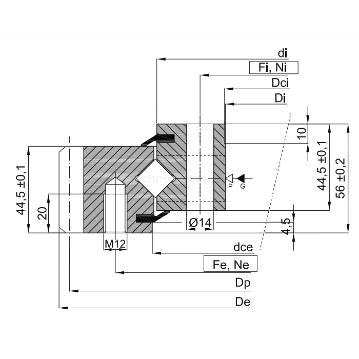 ОПУ серия с перекрестными роликами на один ряд ER1.14.0544.200-1STPN ISB