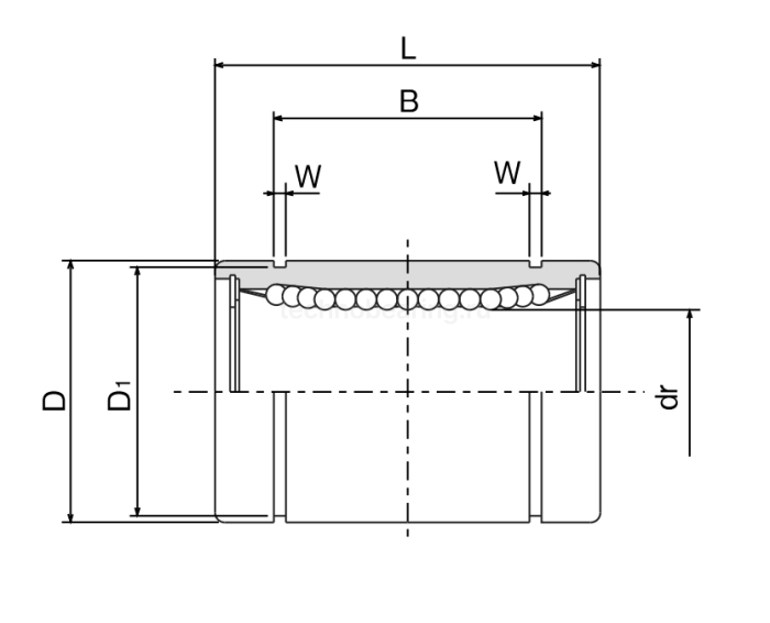 Линейный подшипник LM50-UU TECHNIX