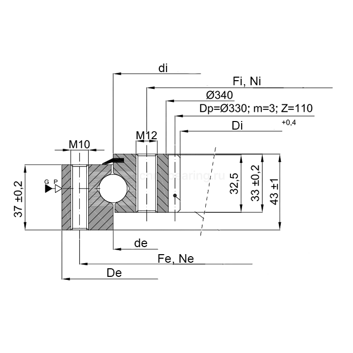 ОПУ стандартная серия с одним рядом шариков ZB1.160400200-1RTTN ISB — детальное фото 1