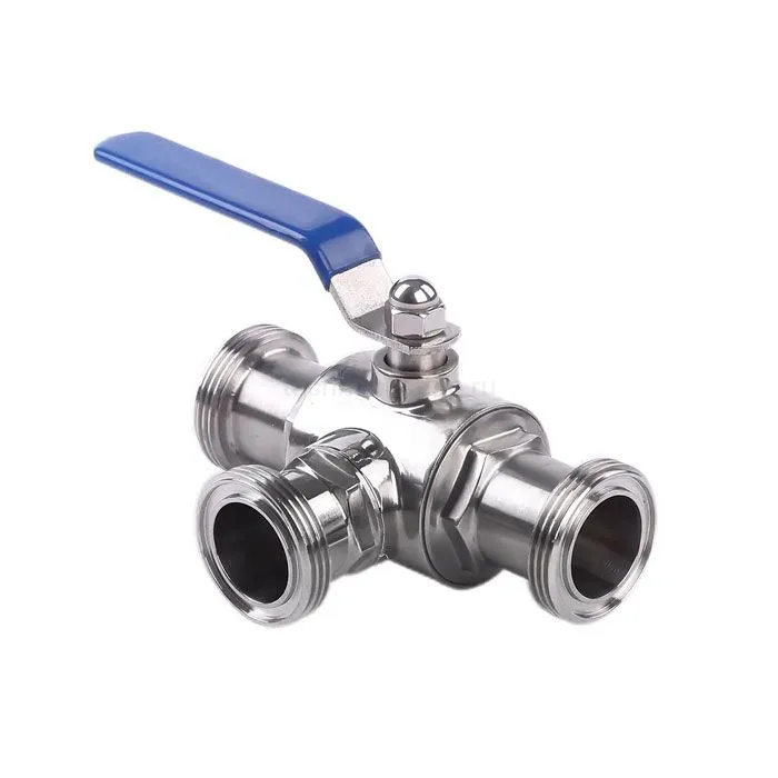 Кран шаровый молочный трехходовой нерж 304, тип L, DN 32, TL3BVMT32L-S TITAN LOCK