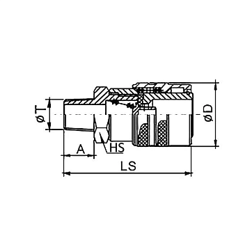 1/2in, БРС серия D, ISO 6150 B, розетка, нар.резьба, латунь TL4DFS-B TITAN LOCK