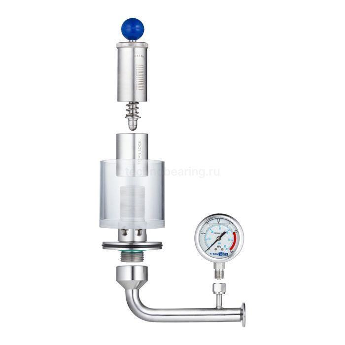 Шпунт-аппарат с манометром (левый), до 2,2 бар, под Clamp DN15 нерж. 304 TL15TGMLPG-CL TITAN LOCK