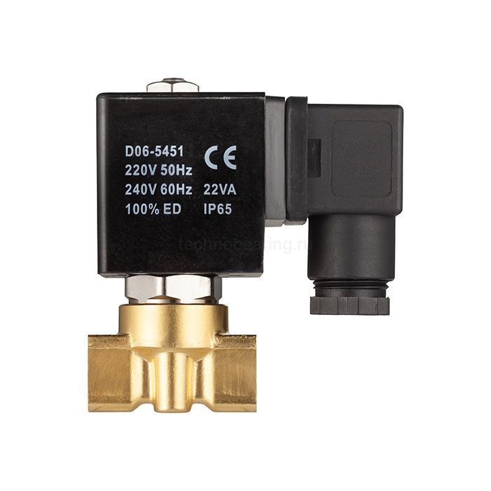 Соленоидный клапан нормально-закрытый, пилотный, 220В, PN75, Латунь/PTFE, DN15, TLSCP15/75PT1B-J TITAN LOCK