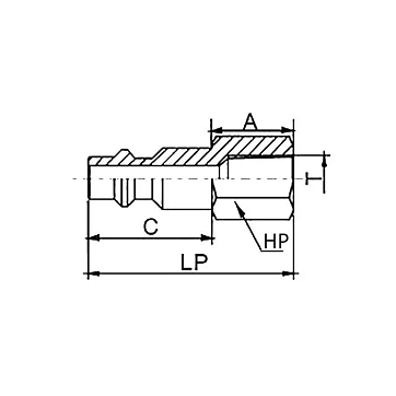 1/4in, БРС серия D, ISO 6150 B, ниппель, внутр.резьба, латунь TL2DM-B TITAN LOCK