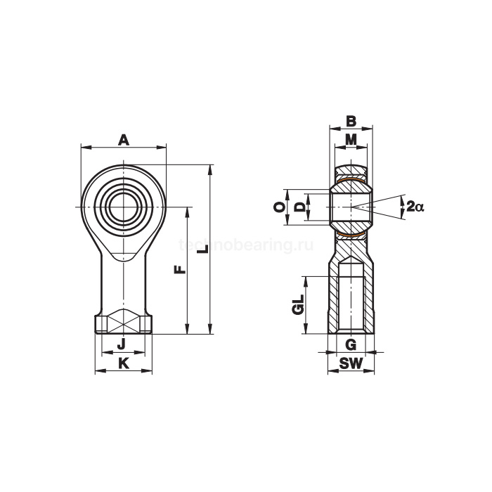 Шарнирный наконечник GILXSW16x1.5 Fluro