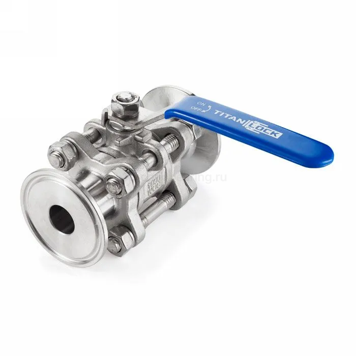 Трехсоставной шаровый кран из нержавеющей стали (AISI 304) типа "clamp-clamp", 1 1/2", TL150TPBVSS-CL TITAN LOCK