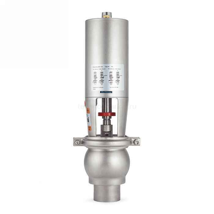Односедельный клапан отсечной с пневмоприводом, нерж. под приварку, DN50, тип 20, TL50OSVP-20-WD TITAN LOCK