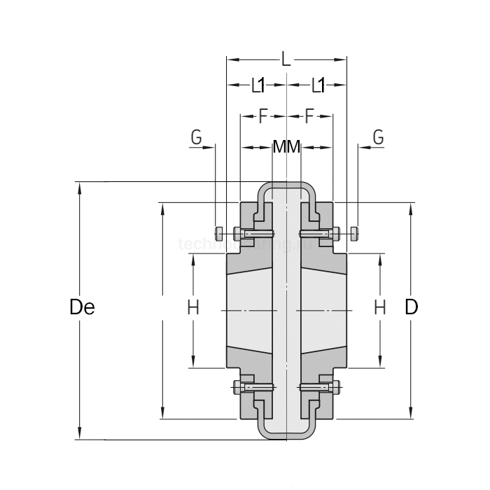 Торообразная муфта в сборе под втулку тапербуш 3020 (ВН-ВН) FLEX F110 ISKRA