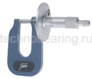 Микрометр гладкий для измерения листового металла с градуированным циферблатом и глубокой скобой 0 - 25/0,01 мм Filetta