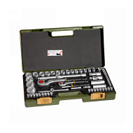 Полный набор с флажковыми трещотками 1/2" + 1/4", 65  поз. 23286 Proxxon